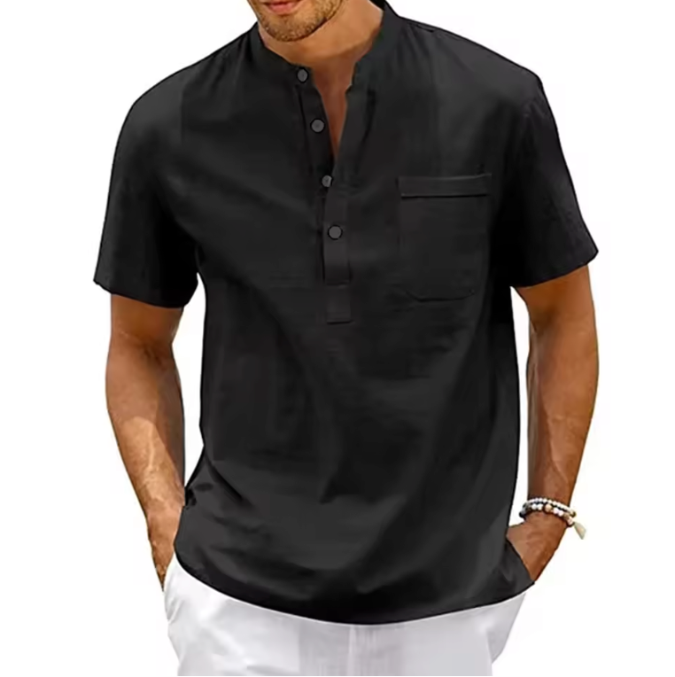 Men’s Cotton Linen Henley Shirt – Shirtens Edition