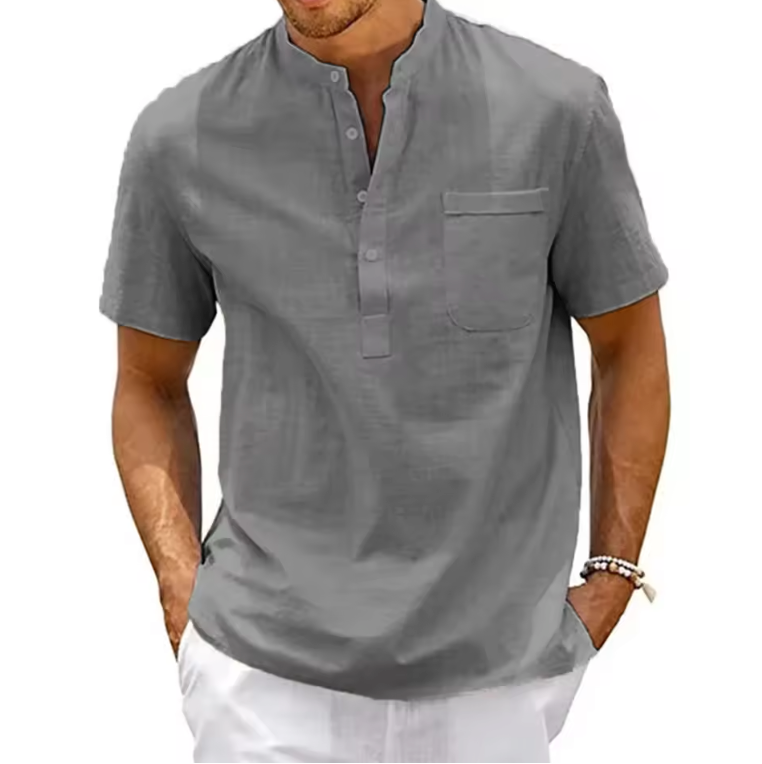 Men’s Cotton Linen Henley Shirt – Shirtens Edition