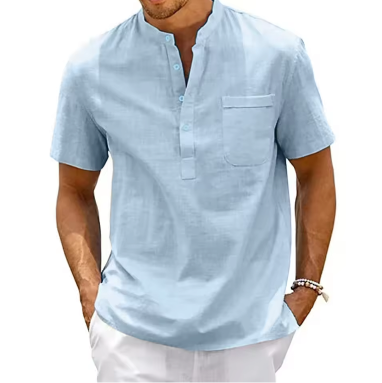 Men’s Cotton Linen Henley Shirt – Shirtens Edition