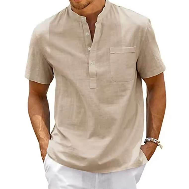 Men’s Cotton Linen Henley Shirt – Shirtens Edition